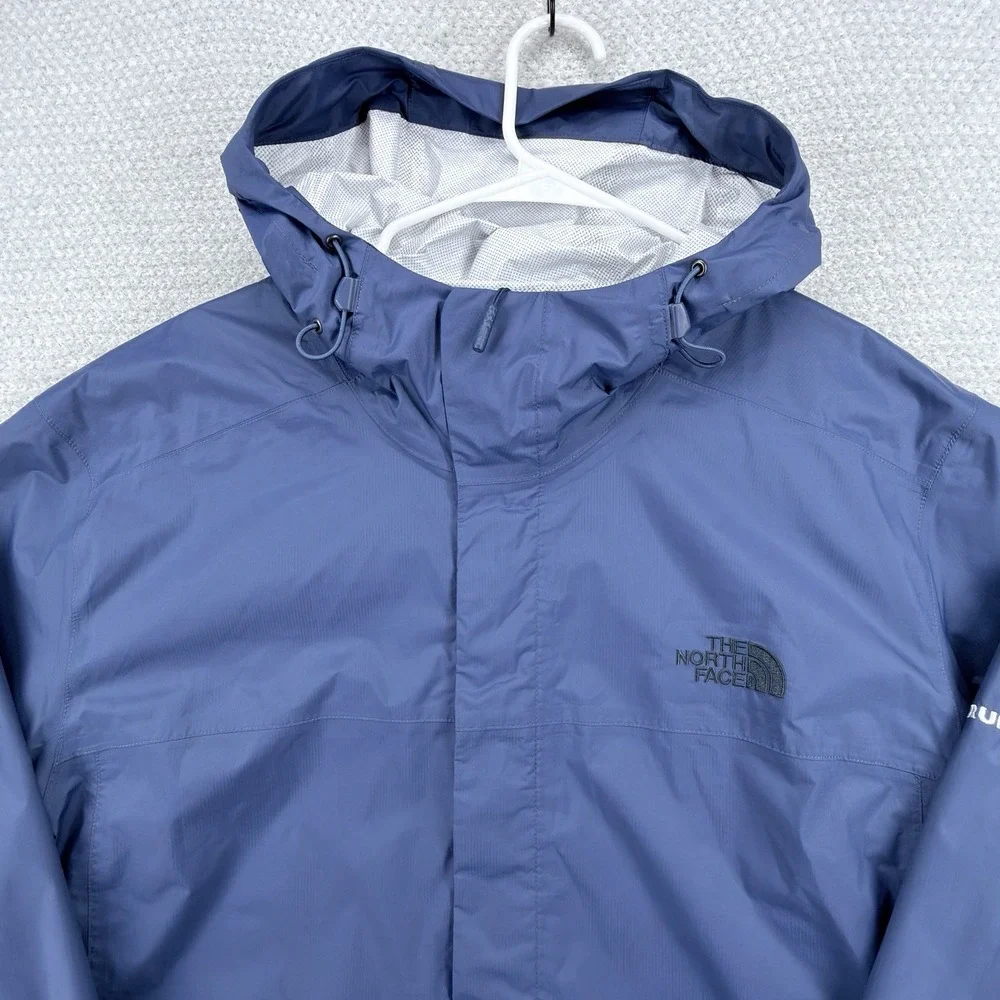 The North Face DryVent Rain Jacket Men's XL Blue Hooded Grundfos Waterproof